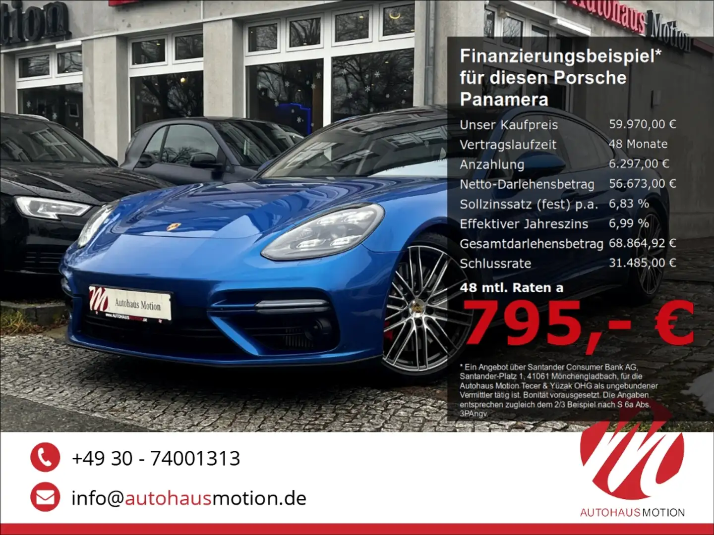 Porsche Panamera Turbo 4.0 V8 Matrix Pano Carbon Bur-High-End Blau - 1