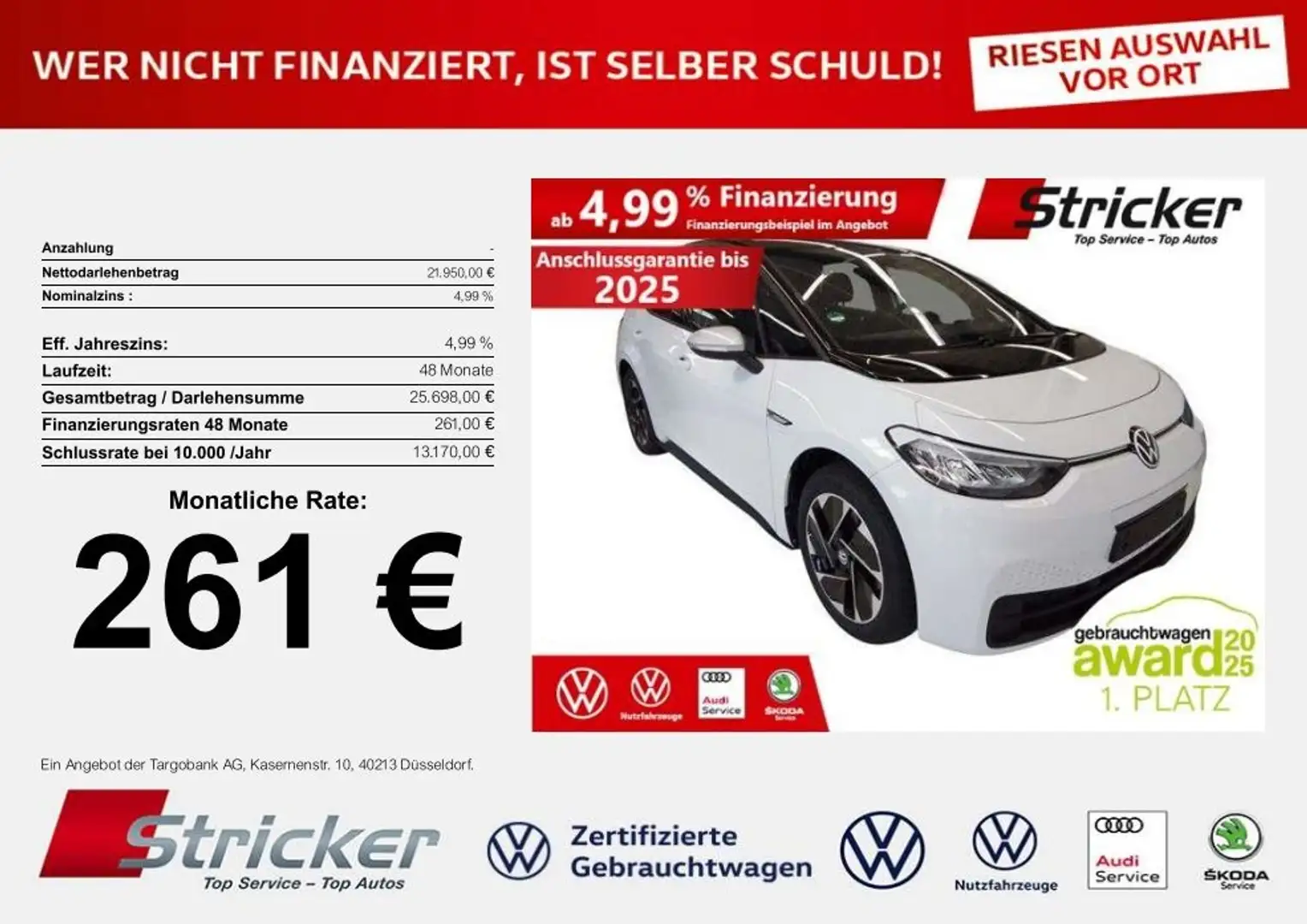 Volkswagen ID.3 Pro 1st Edition 150/58 261,-ohne Anzahlung ACC Na Weiß - 1