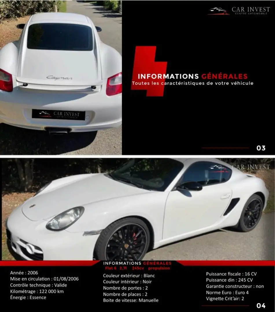 Porsche Cayman 7 pack sport Blanc - 2