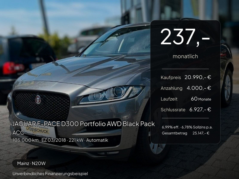 Jaguar F-Pace F-PACE D300 Portfolio AWD Black Pack ACC — photo 2