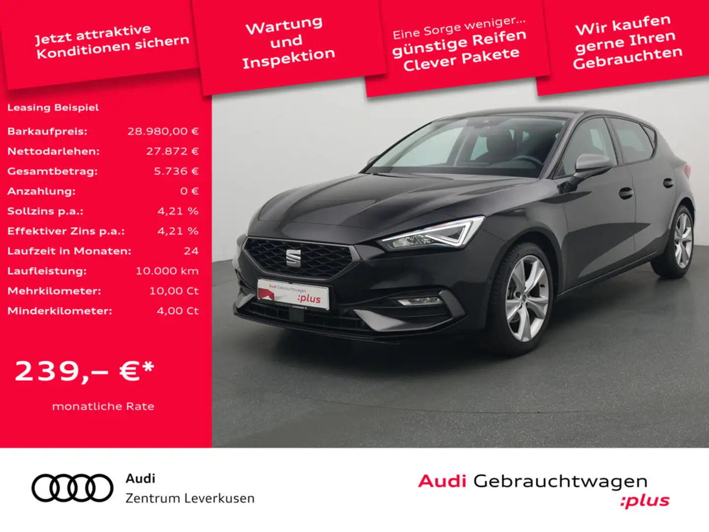 SEAT Leon TDI FR DSG KEYLESS NAVI VIRT ACC LENKRAD Schwarz - 1