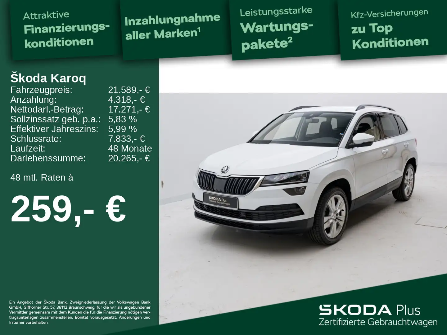 Skoda Karoq 1.5 TSI DSG*ACC*LED*PDC*APP* Weiß - 1