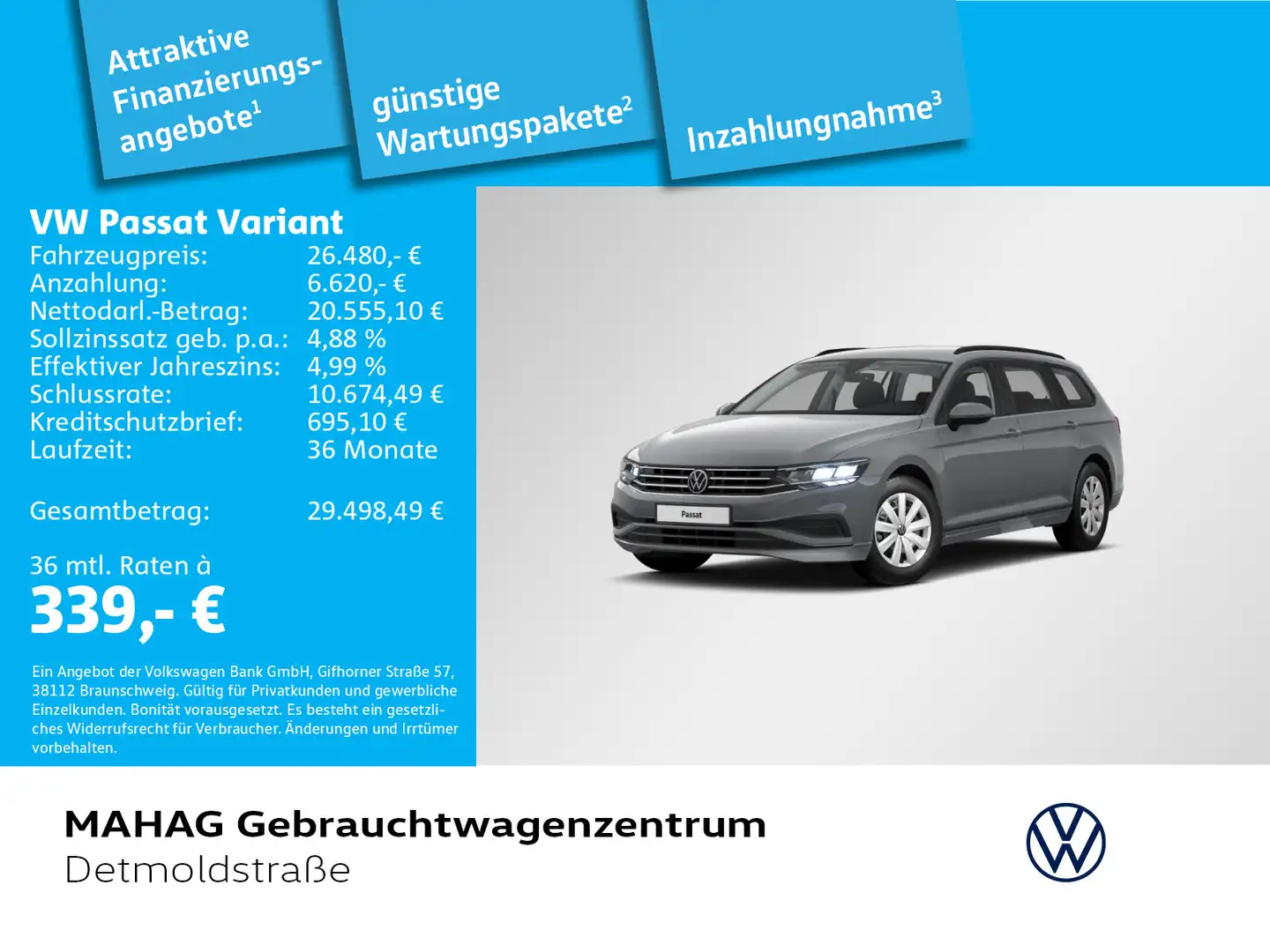 Volkswagen Passat Variant 1.5 TSI LED Navi ParkPilot RearVi Grau - 1