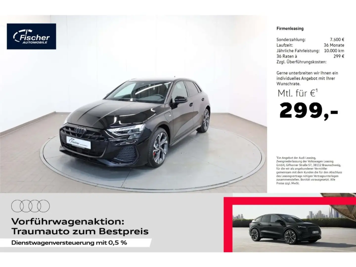Audi A3 Sportback 45 TFSI e S line Schwarz - 1