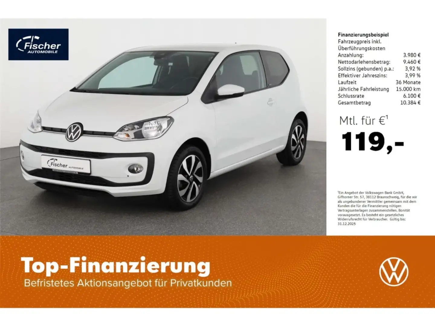 Volkswagen up! Up 1.0 MPI Active 5-Gang Alufelgen/DAB+/SH Weiß - 1
