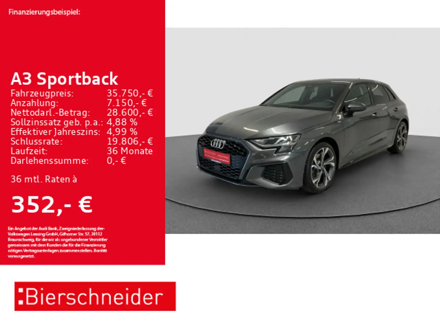 Audi A3 40 TDI qu 2x S-Line Black 18 B&O CA Grey - 1