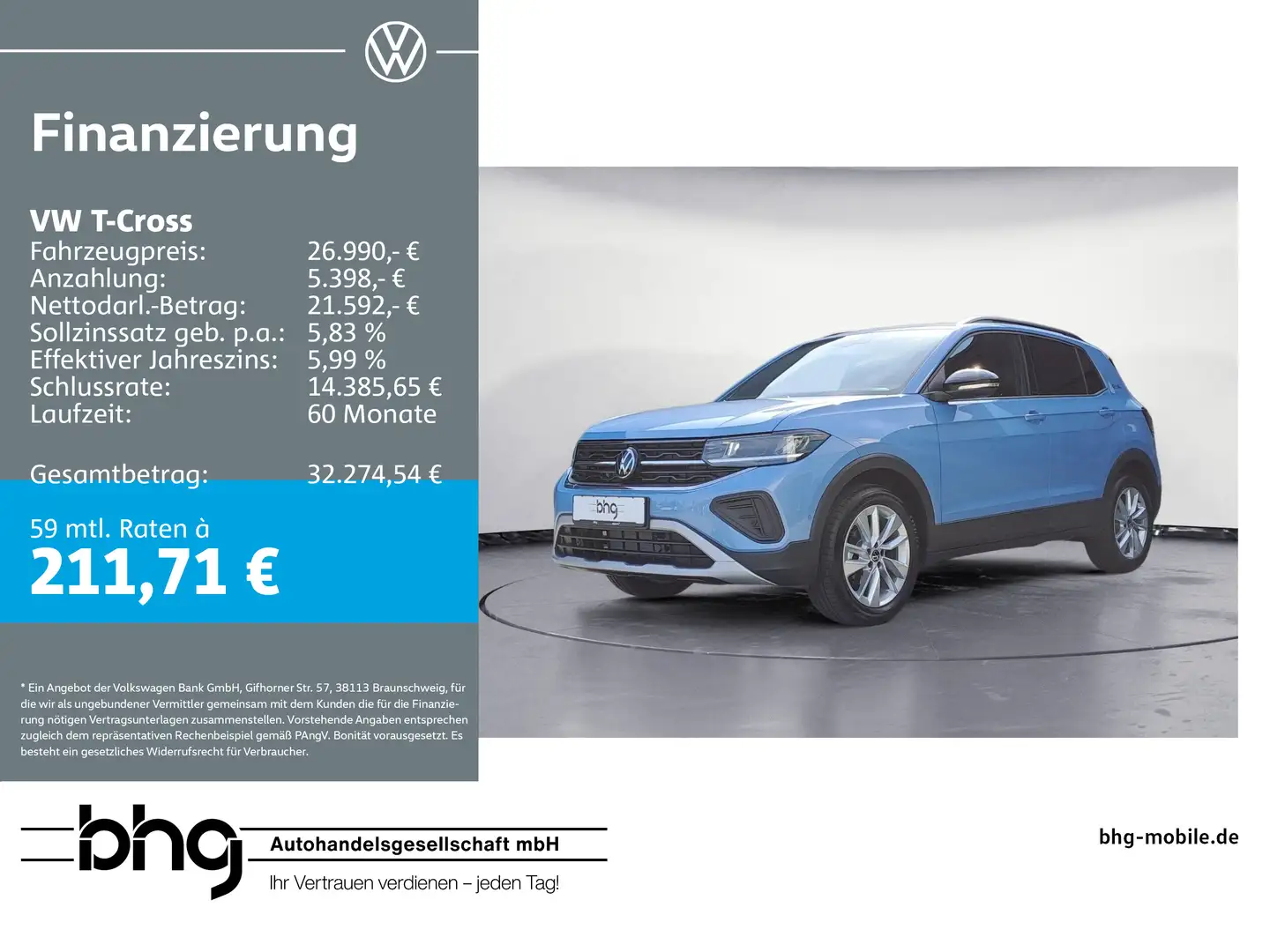 Volkswagen T-Cross 1.0 TSI Life Blau - 1