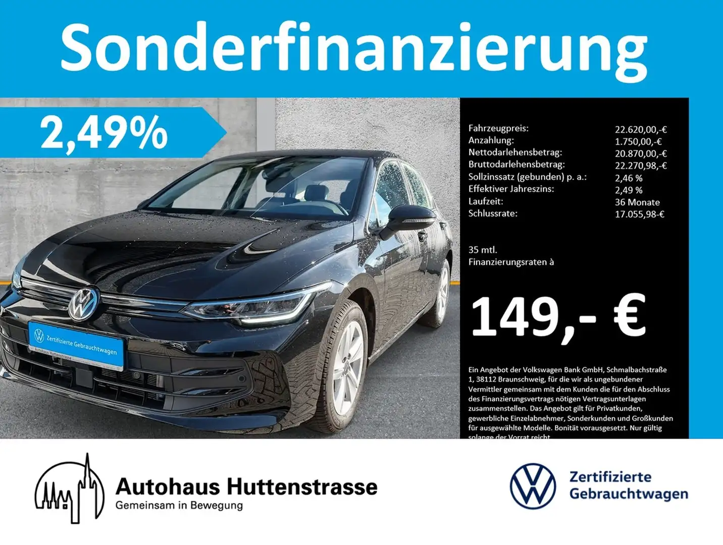 Volkswagen Golf VIII 1.5 TSI Life NEUES.MODELL AHK NAVI Noir - 1