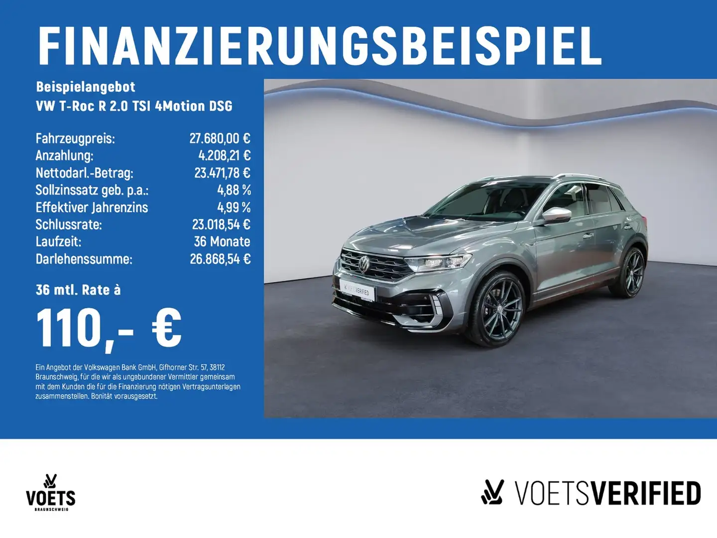 Volkswagen T-Roc R 2.0 TSI 4Motion DSG ACC+RearView+SHZ Grau - 2