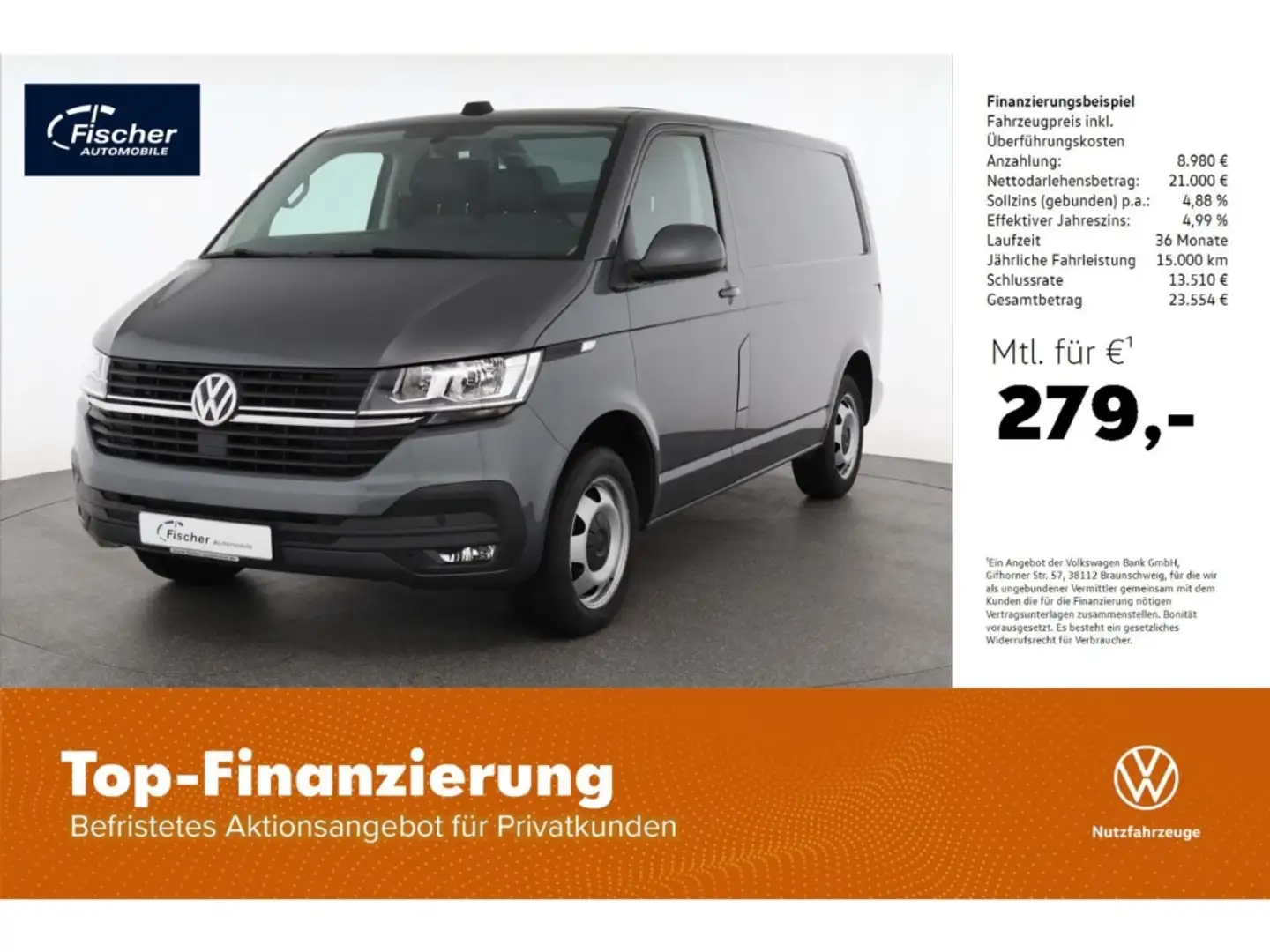 Volkswagen T6 Transporter 2.0 TDI DSG AHK/NAV/Klima Сірий - 1