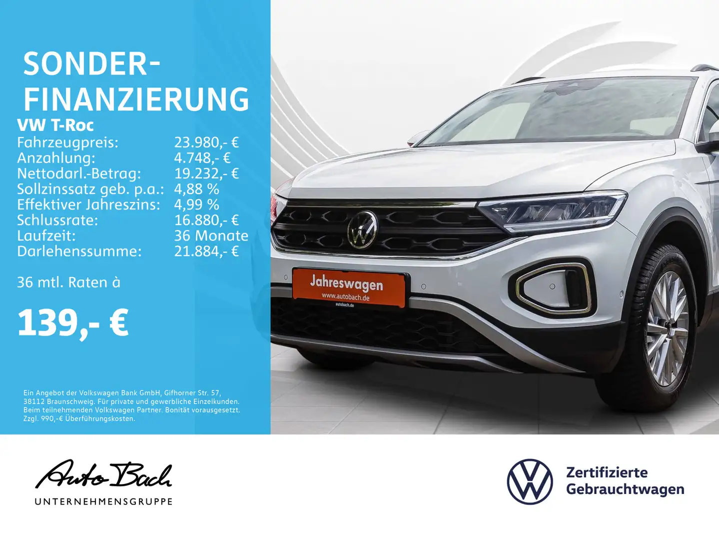 Volkswagen T-Roc 1.0 TSI "Life" Navi LED Digital Cockpit EP Blanc - 1