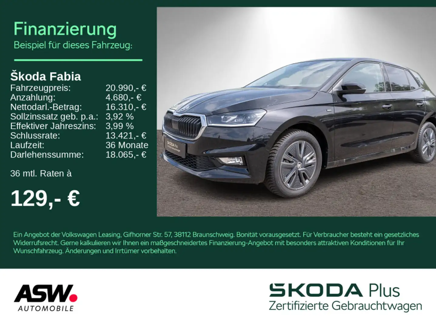 Skoda Fabia Selection 1,5 TSI DSG LED NAVI PANO ACC VC Zwart - 1