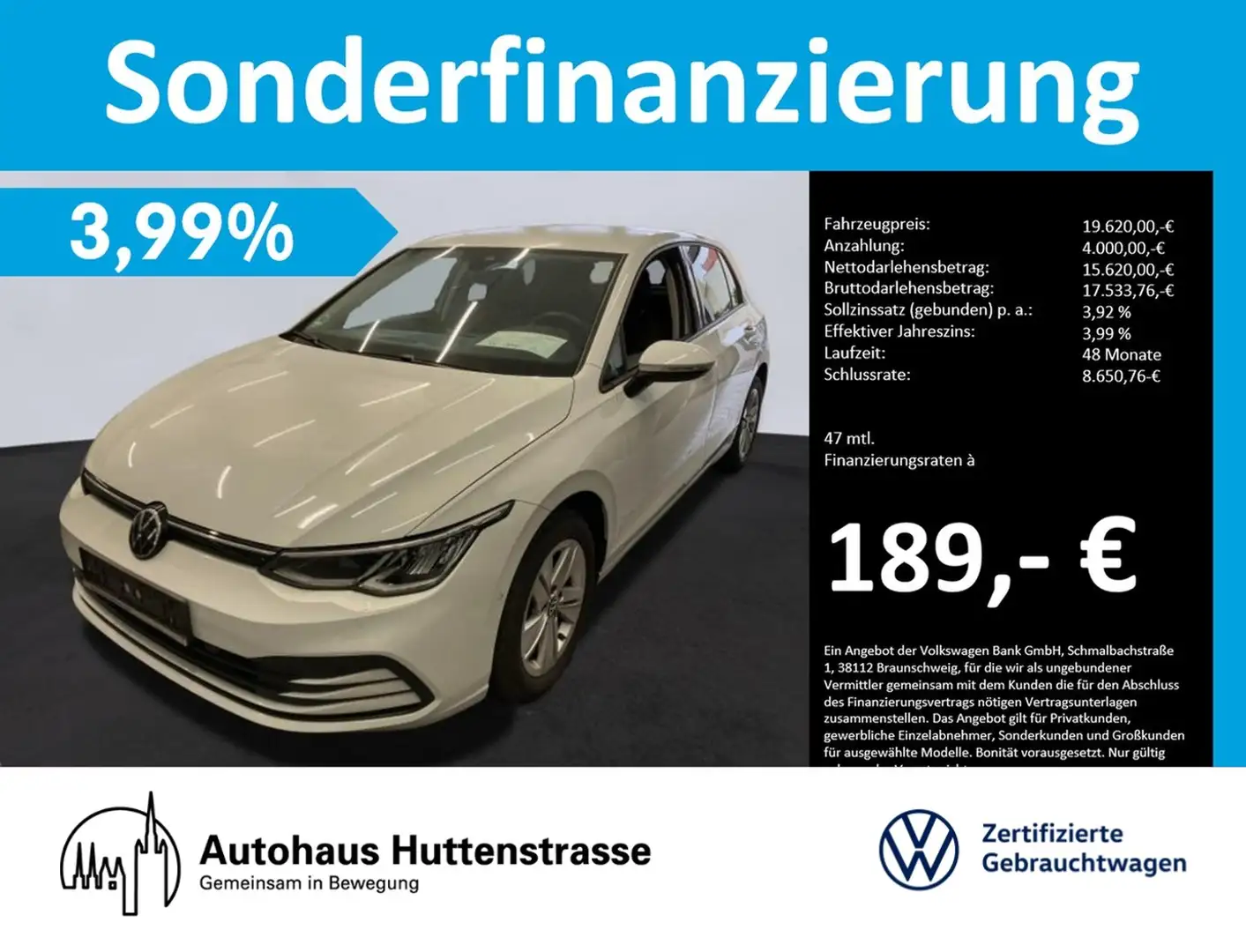 Volkswagen Golf VIII 1.5 TSI Life LED NAVI SHZ APP ACC Weiß - 1