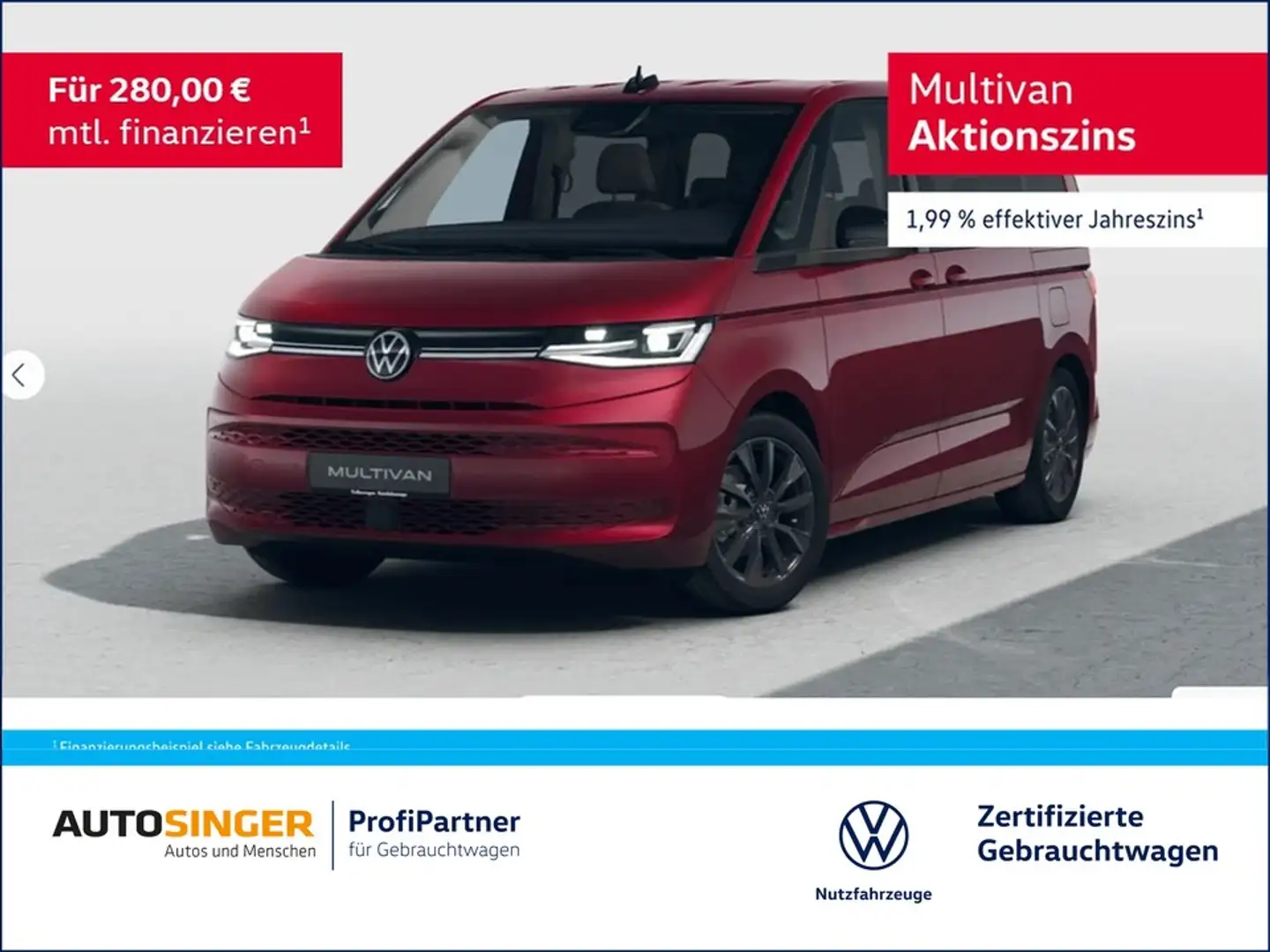 Volkswagen T7 Multivan Life TDI DSG 7S *STDHZ*PANO*AHK*ACC* Rot - 1