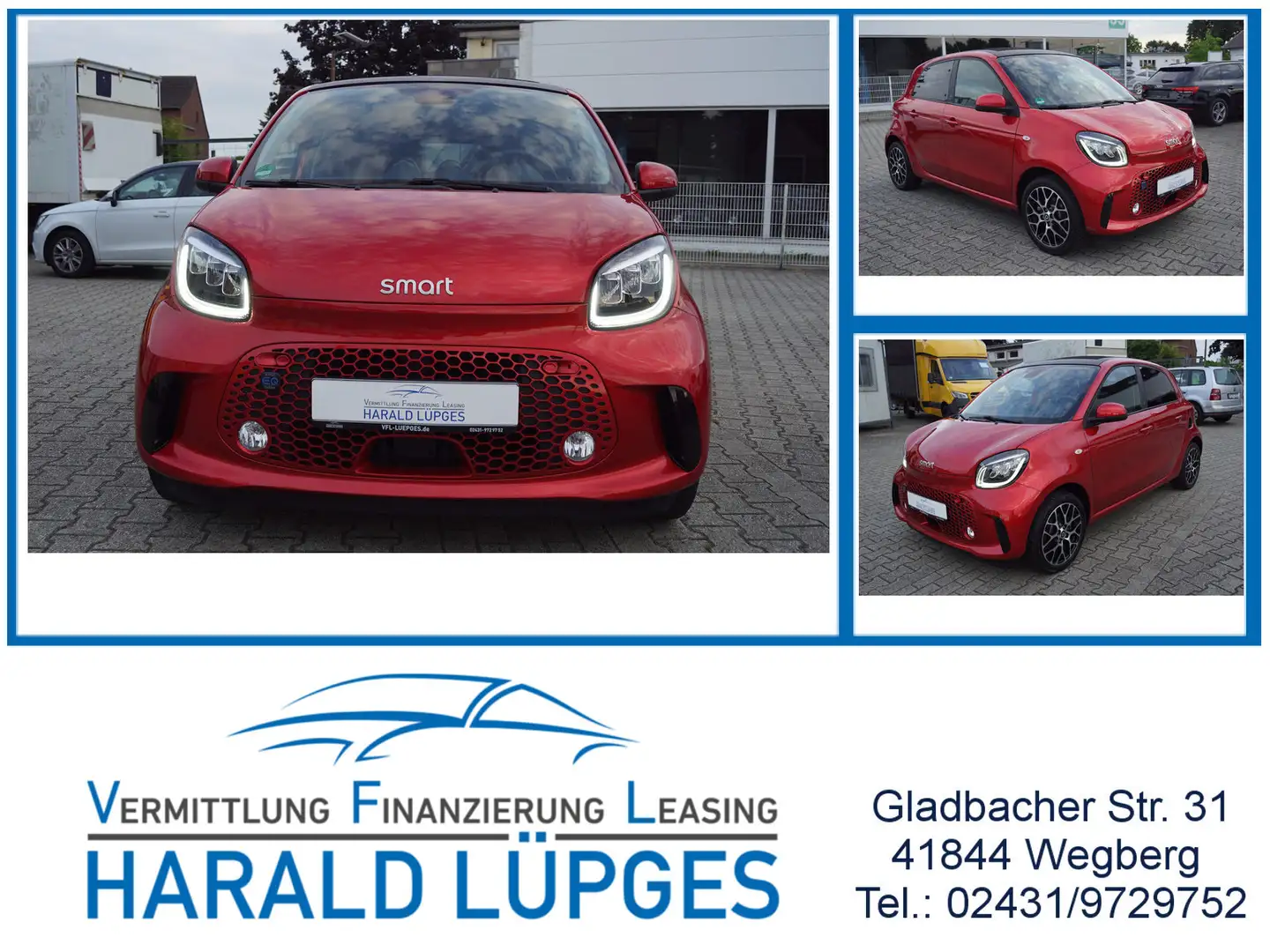 smart forFour electric drive EQ, Leder, Faltdach. LED Rosso - 1