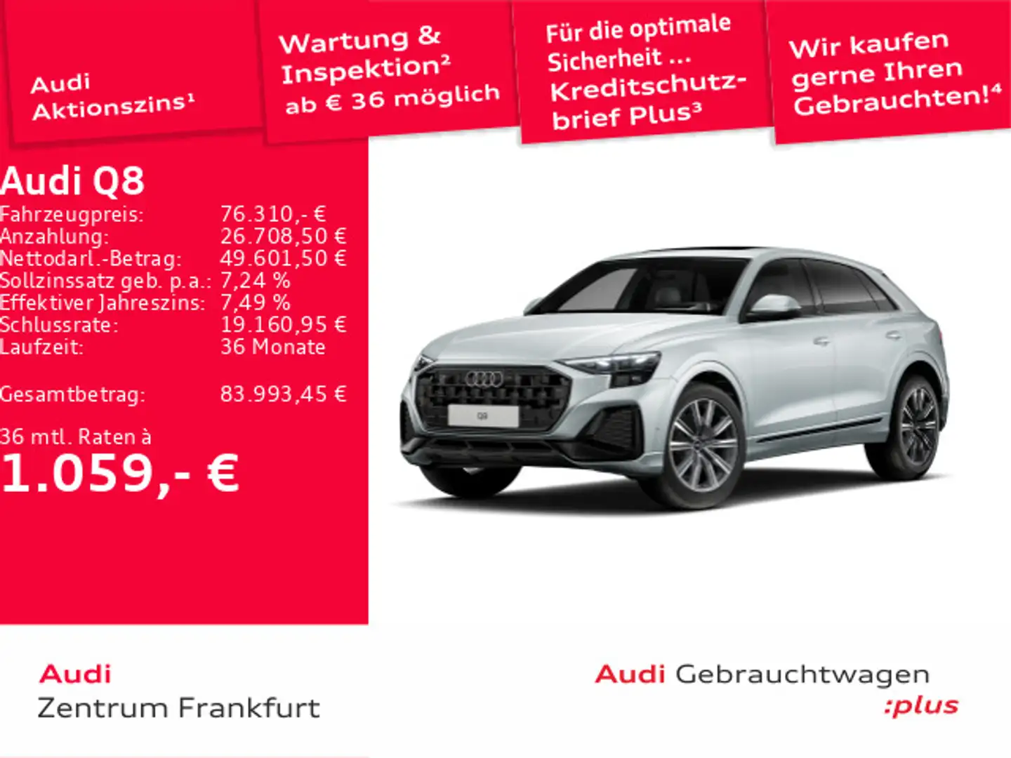 Audi Q8 50 TDI quattro tiptronic Matrix-LED Panorama Silber - 1