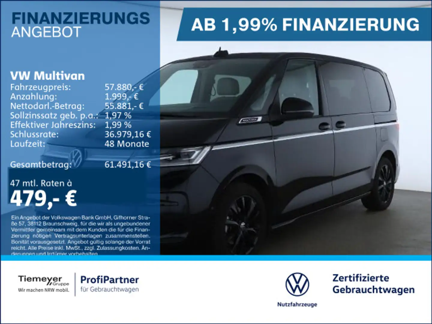 Volkswagen T7 Multivan T7 Multivan TDI STYLE STD.HZ 360 AHK ACC eKLAPPE Schwarz - 1
