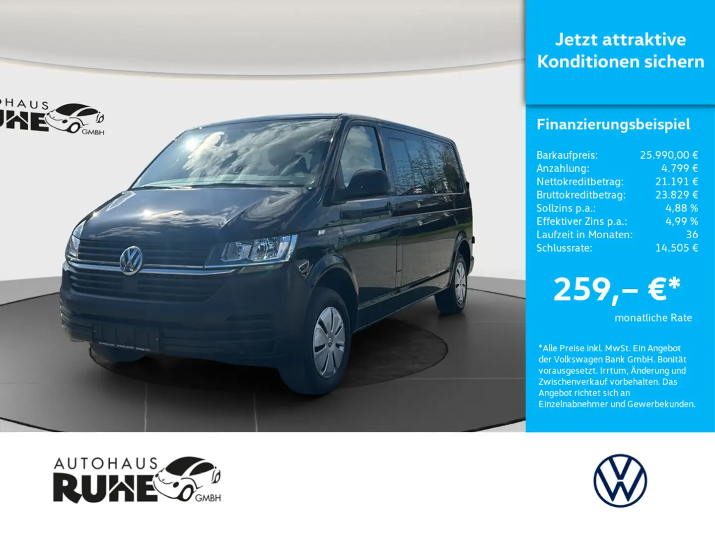 Volkswagen T6.1 Transporter Kombi 2.0 TDI EcoProfi lang Negro - 1