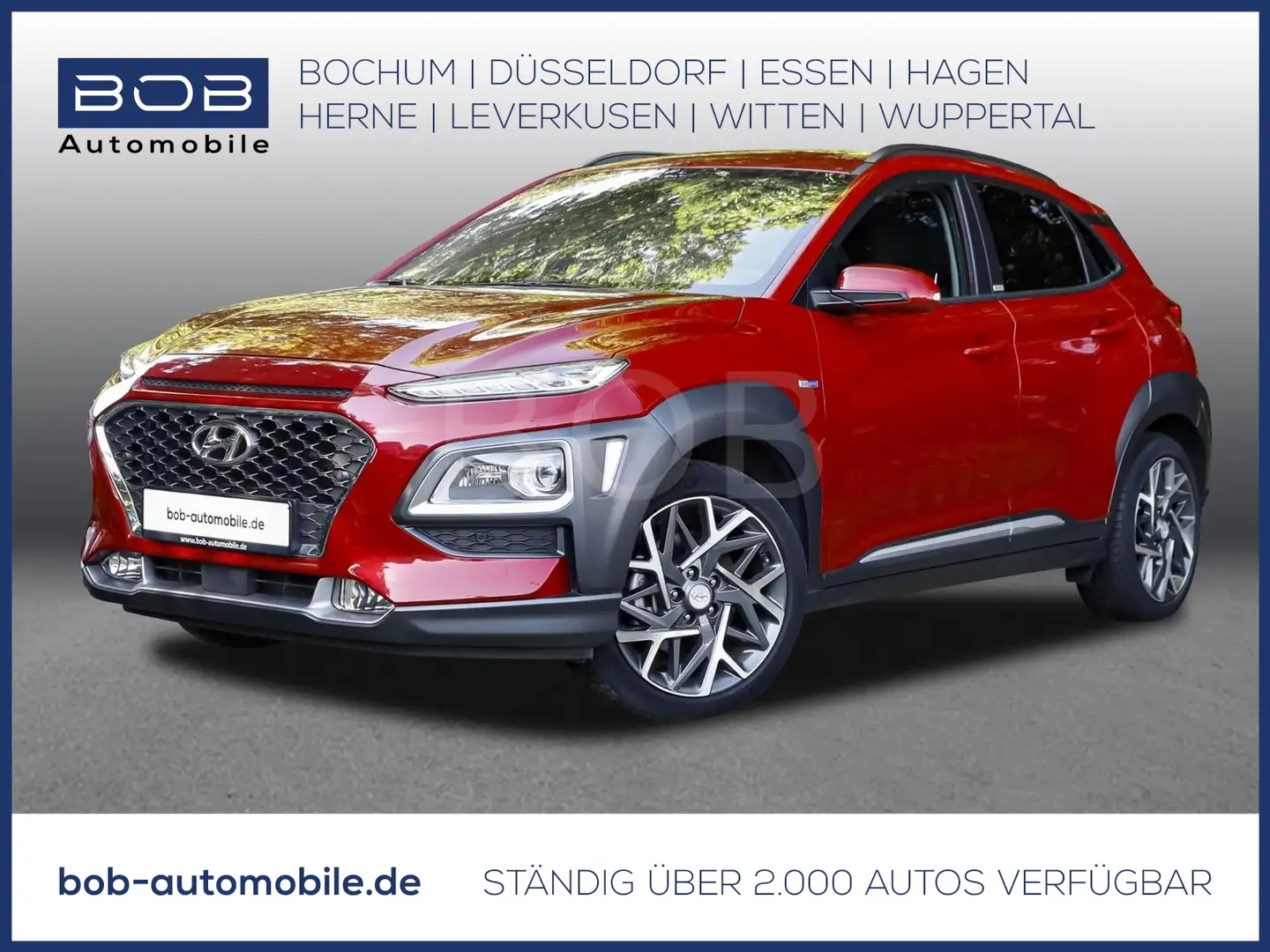 Hyundai KONA 1,6 GDI Premium Hybrid 2WD NAVI SHZ PDC Rood - 1