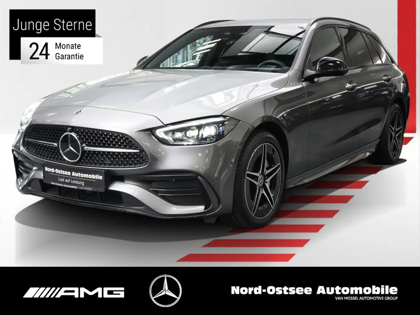 Mercedes-Benz C 300 e T AMG PREM NIGHT DISTR DC-LADEN 360° SZH Gris - 1