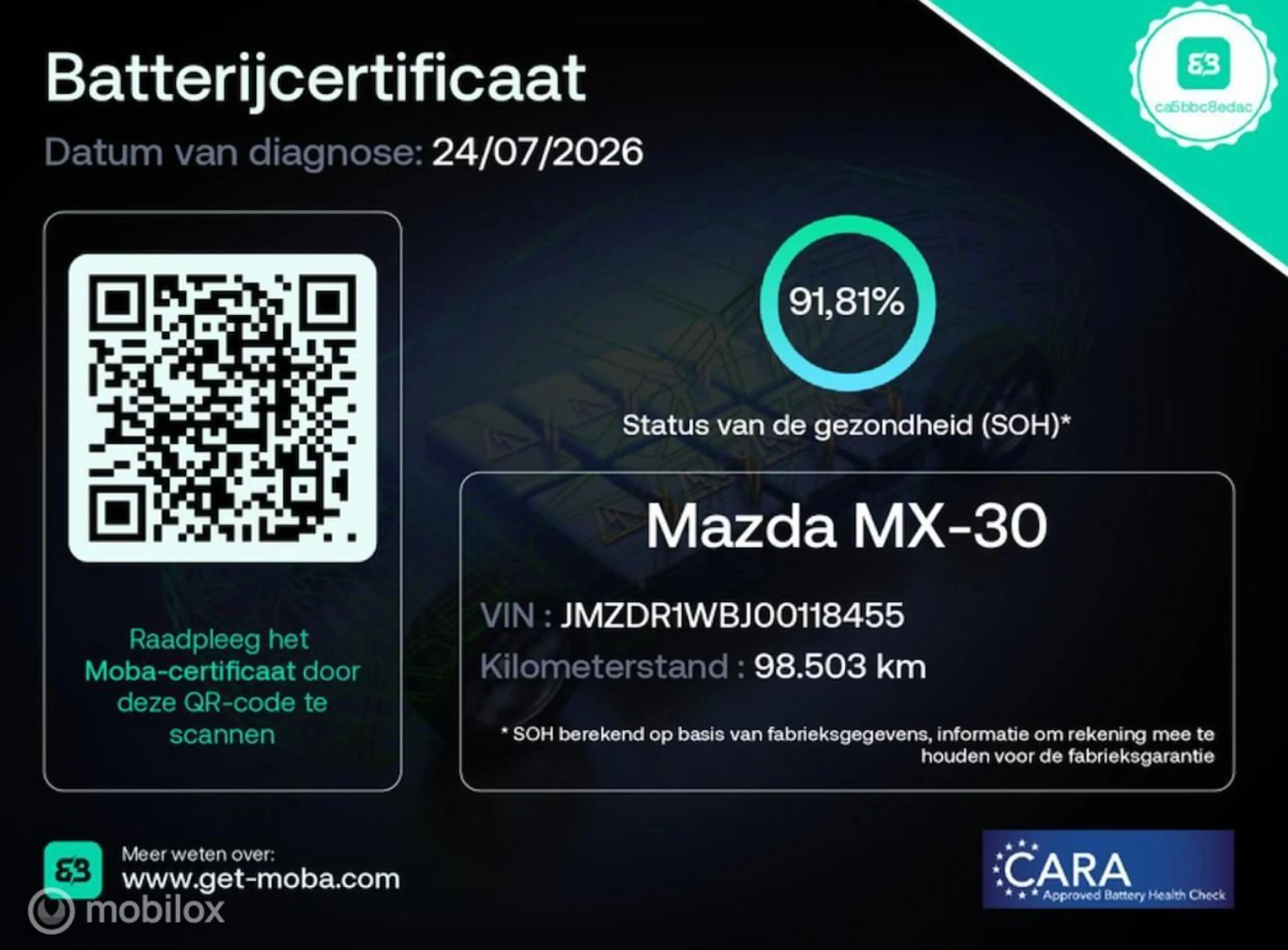 Mazda MX-30 e-SkyActiv 145 Comfort 36 kWh | 98.503 km | SOH 91 — photo 14