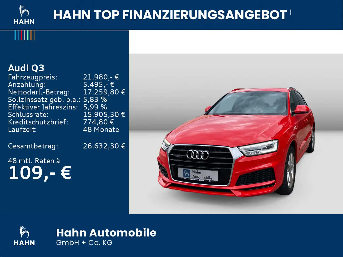 Audi Q3 2.0TFSI DSG S line sport LED PDC Navi Fahrwek Rot - 2