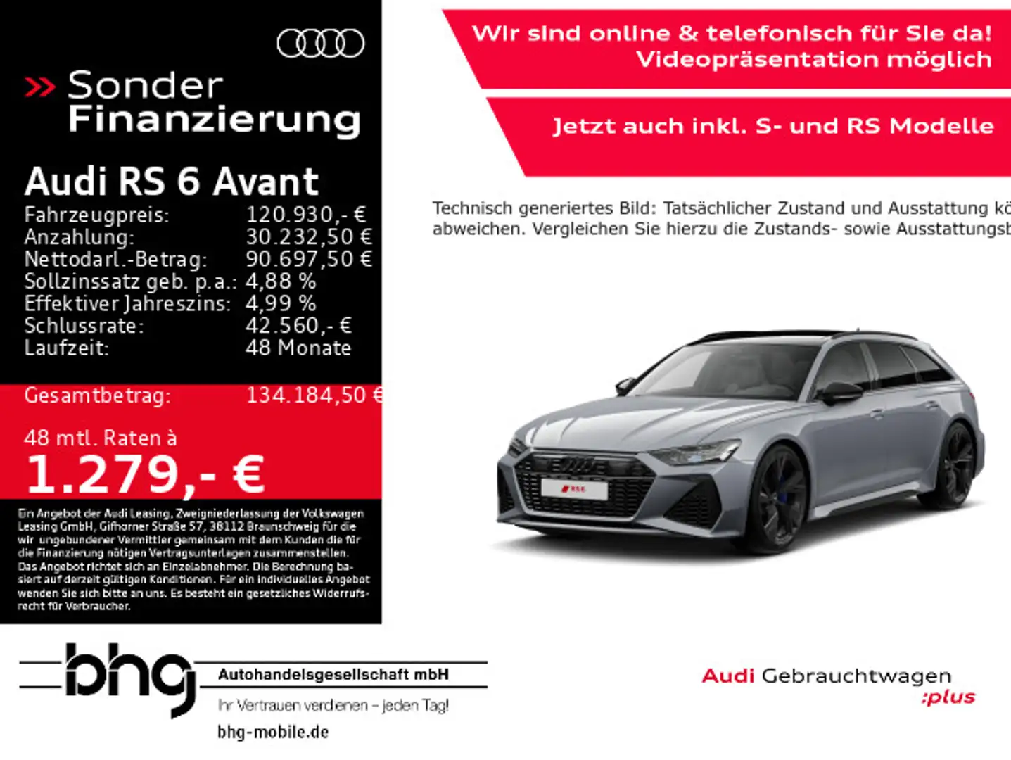 Audi RS6 305km/h Keramik Carbon Pano DynamicRi Gris - 1