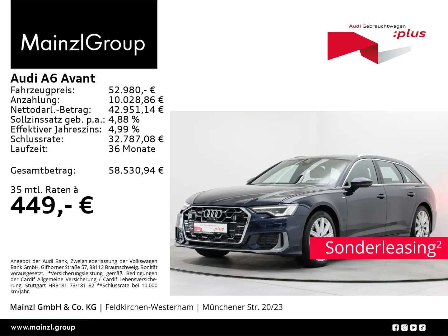Audi A6 55 TFSI quattro S line Matrix ACC Pano Blau - 1