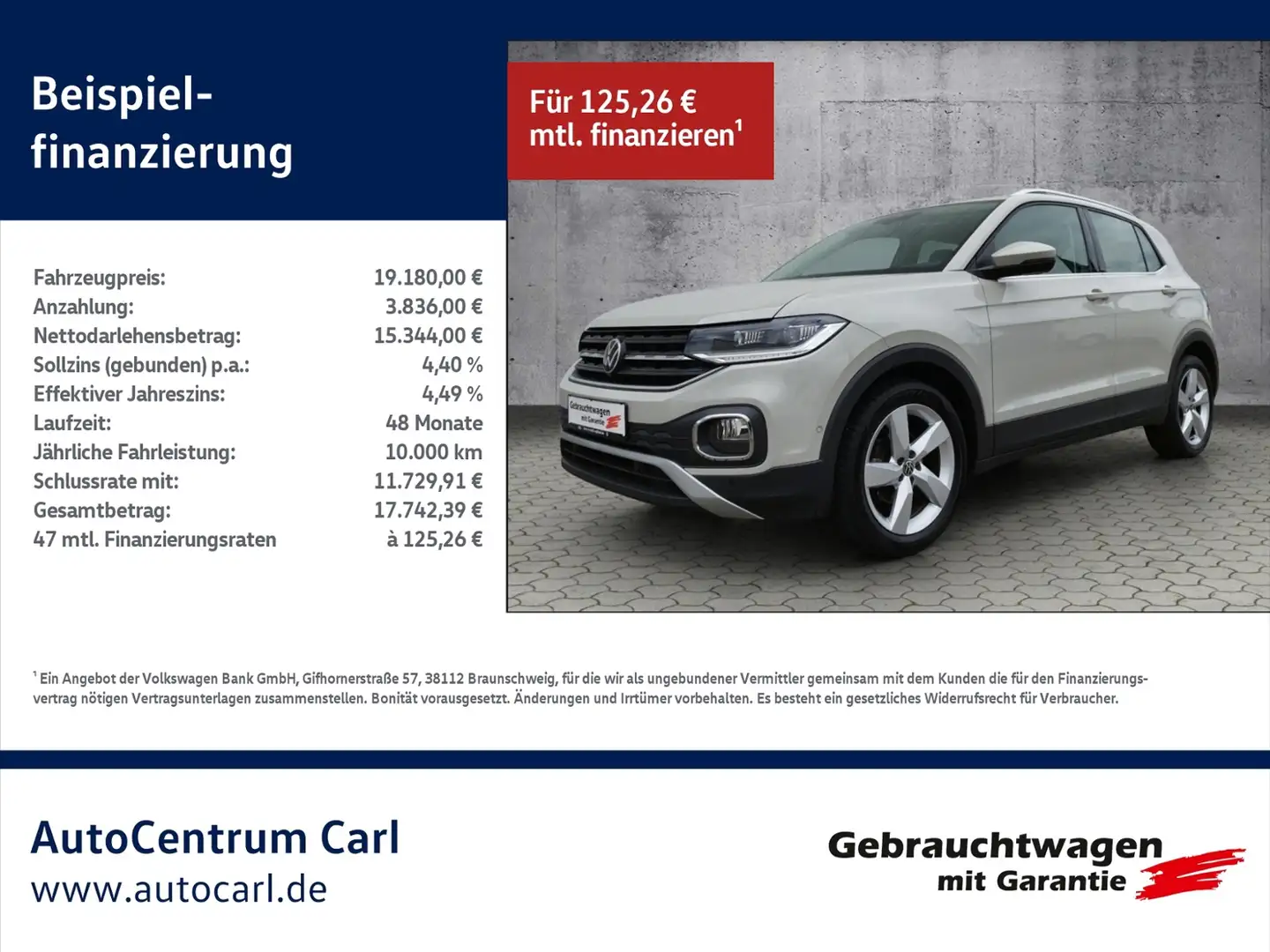 Volkswagen T-Cross Style 1.0 TSI NAV/Park/SHZ KLIMA LED NAVI ALU Grau - 1