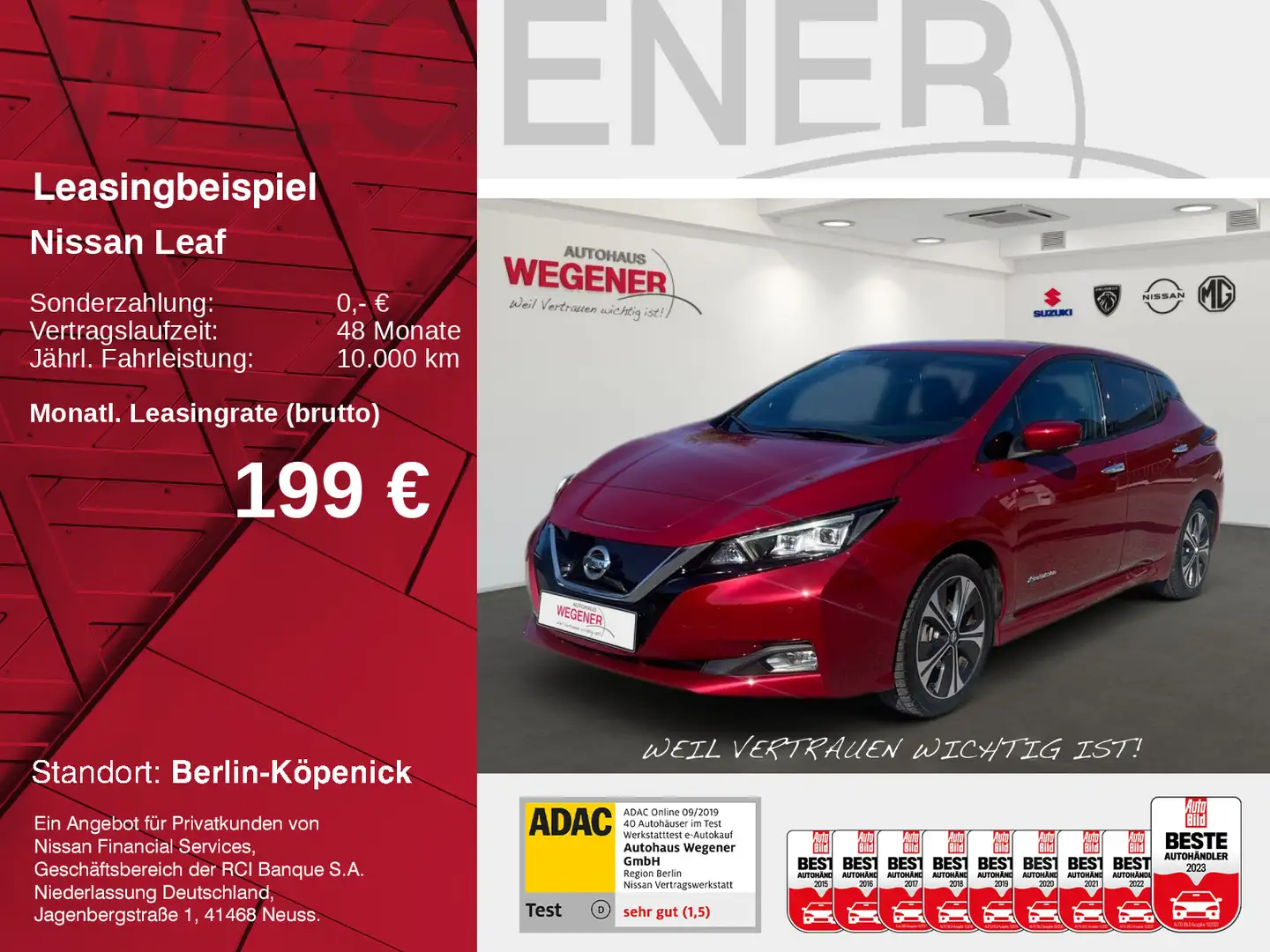 Nissan Leaf LEAF TEKNA ProPILOT Sitzheizung*LED*360°*LEDER* Rot - 1