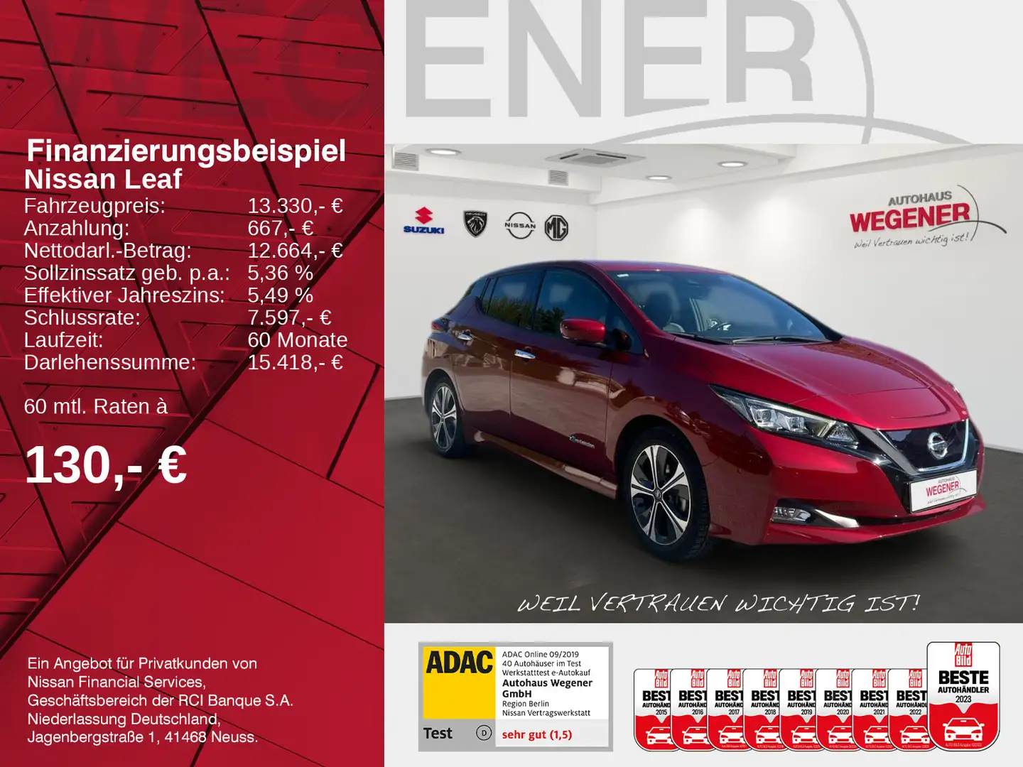 Nissan Leaf LEAF TEKNA ProPILOT Sitzheizung*LED*360°*LEDER* Rosso - 2