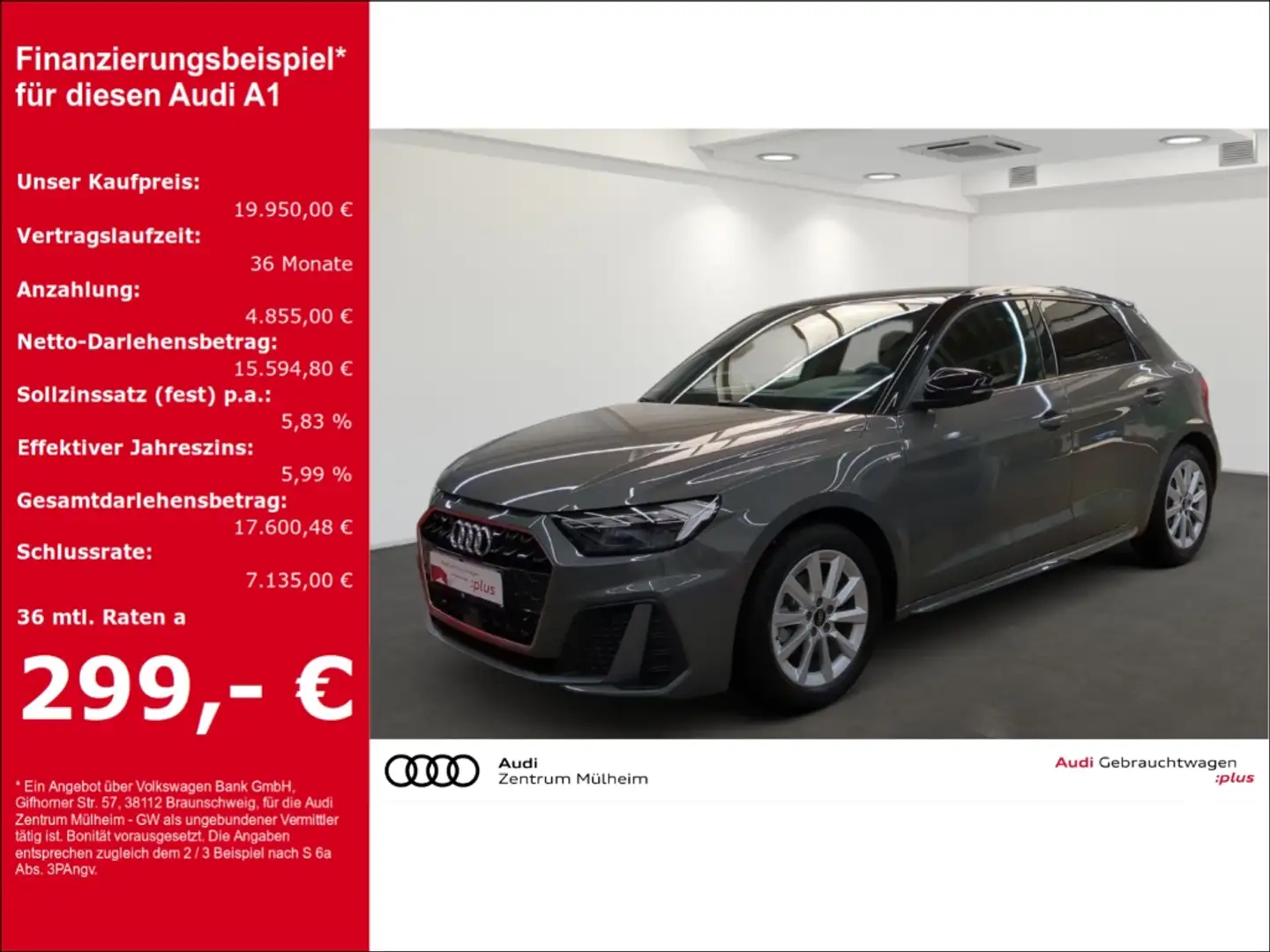 Audi A1 Sportback 30 TFSI S line LED APS Plus virtual Gris - 1
