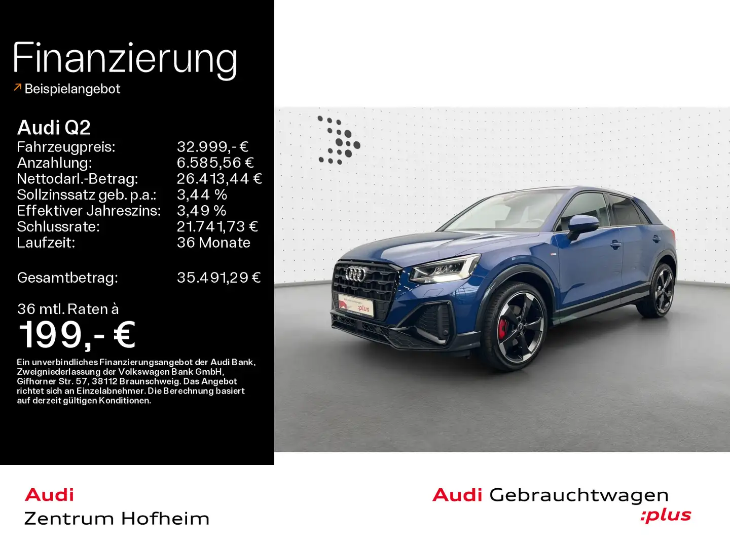Audi Q2 35 TFSI 2x S line S tro*Sonos*LED*Virtual*Nav Blauw - 1