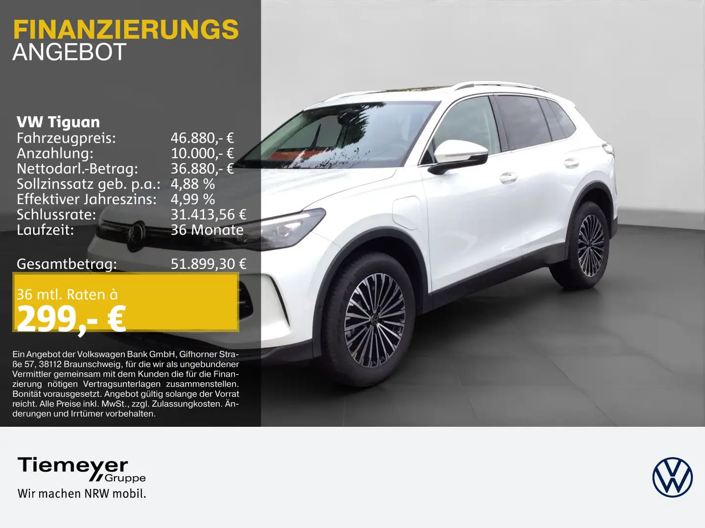 Volkswagen Tiguan 1.5 TSI eHybrid ELEGANCE AHK PANO NAVI KA Weiß - 1