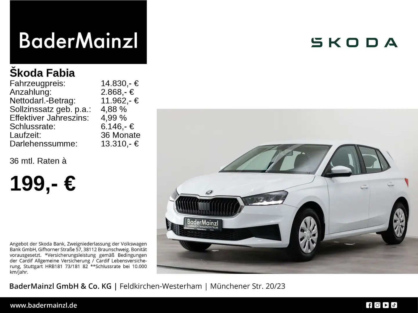 Skoda Fabia 1.0 TSI Ambition PDC LED Carplay Sitzheiz Weiß - 1