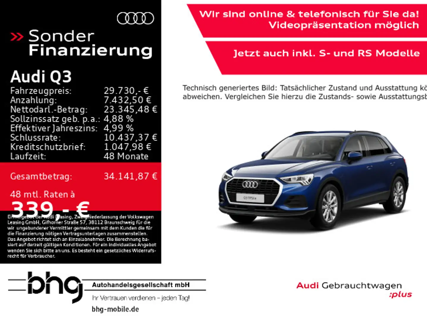 Audi Q3 45 TFSIe S tronic Blau - 1