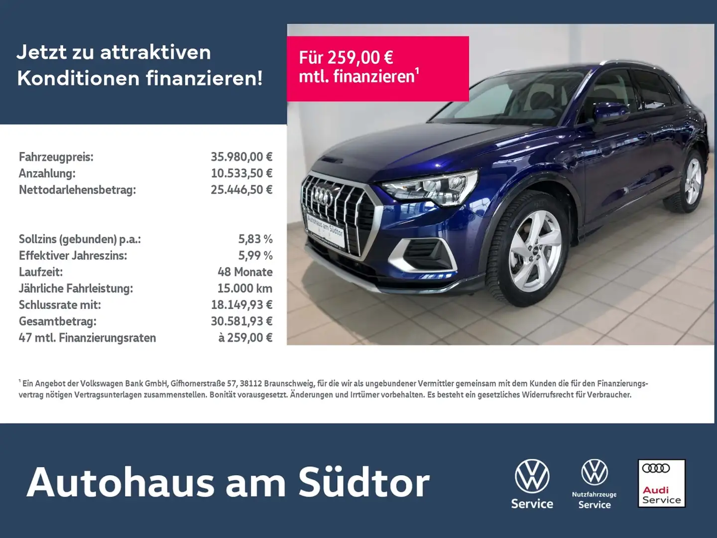 Audi Q3 Advanced 35 TDI S-Tronic | LED AHK RFK Bleu - 1