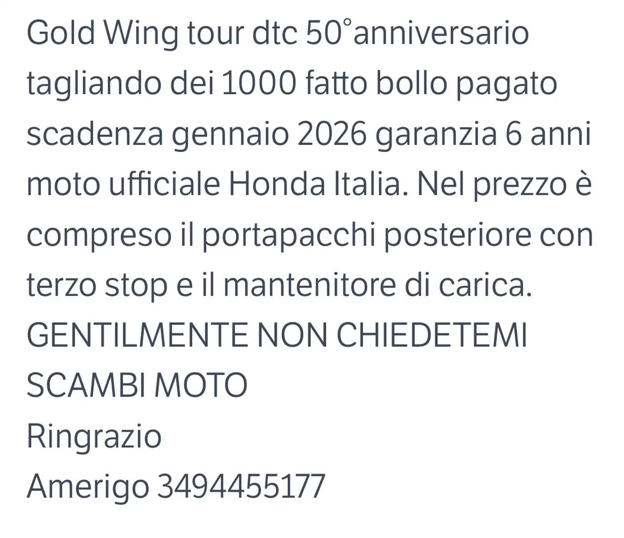 Honda Gold Wing gold wind tour dtc 50° anniversario - 2