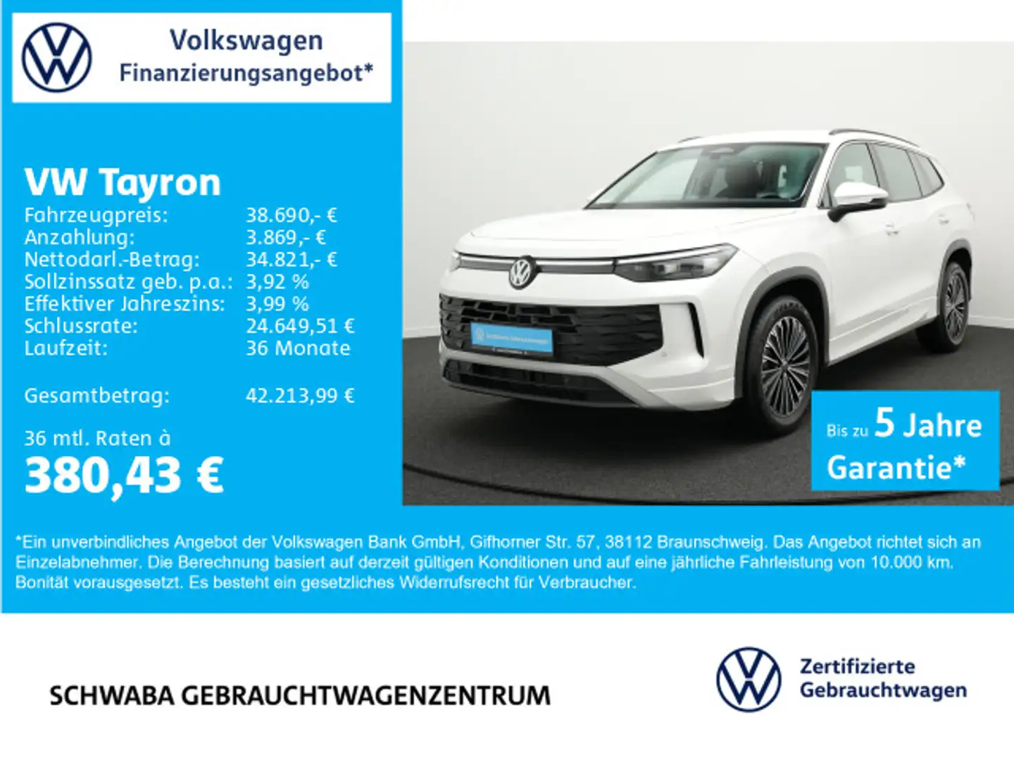 Volkswagen Tayron Life 1.5 eTSI DSG *ACC*AHK*R-KAM*LED*18'' Blanc - 1