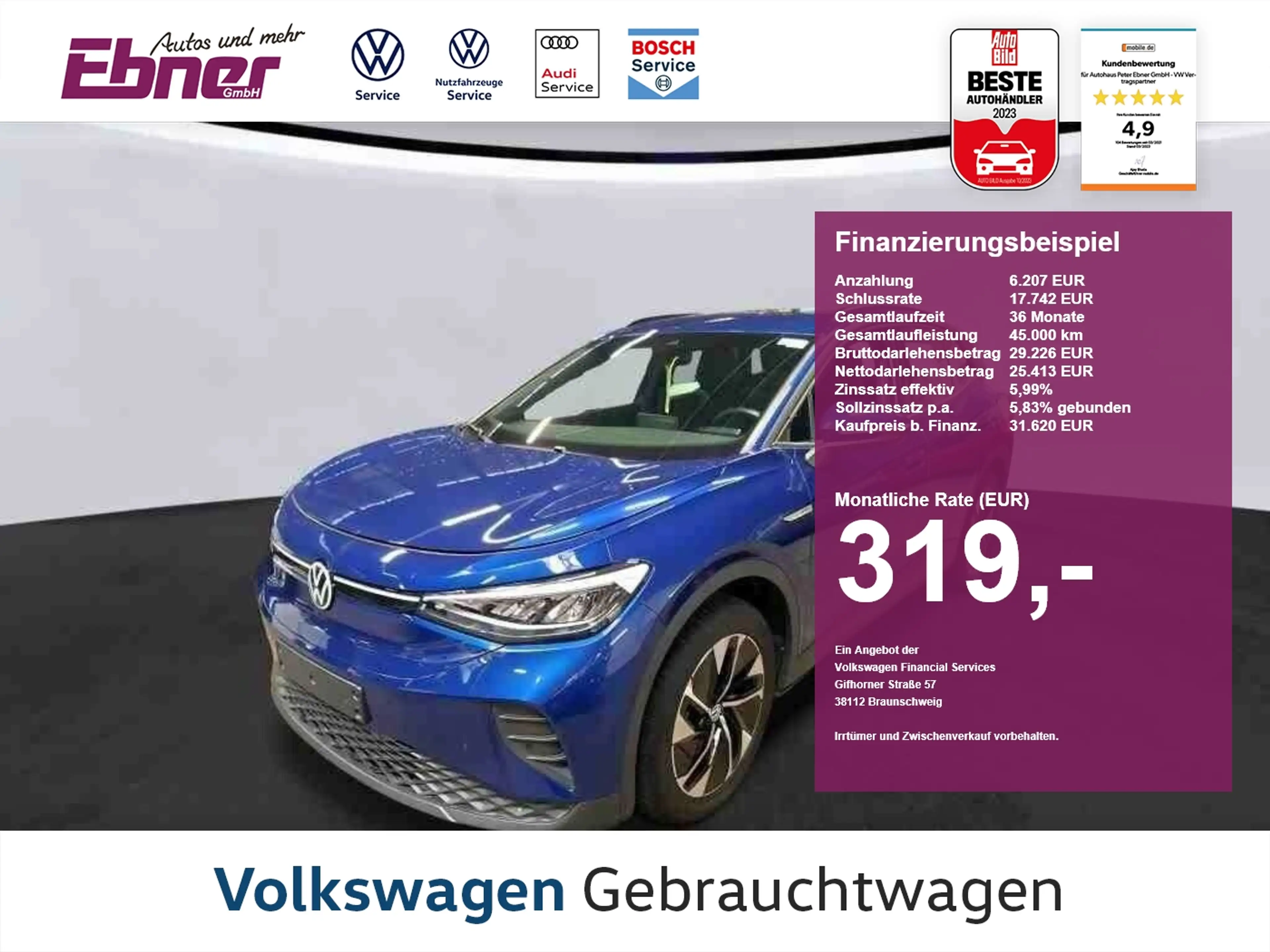 Volkswagen ID.4 STYLE 82KWh AHK+W-PUMPE+ALCANTARA+NAVI+19 ALU!