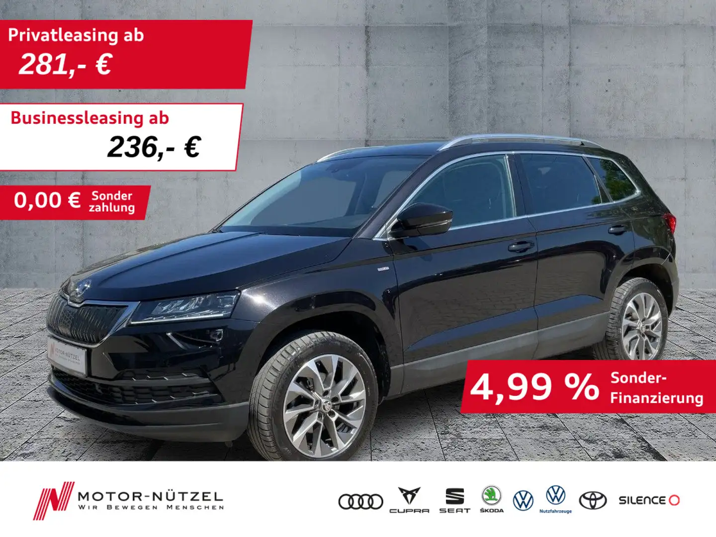 Skoda Karoq 1.5 TSI CLEVER LED+APP+DAB+GRA+SHZ+PDC+AHK Schwarz - 1
