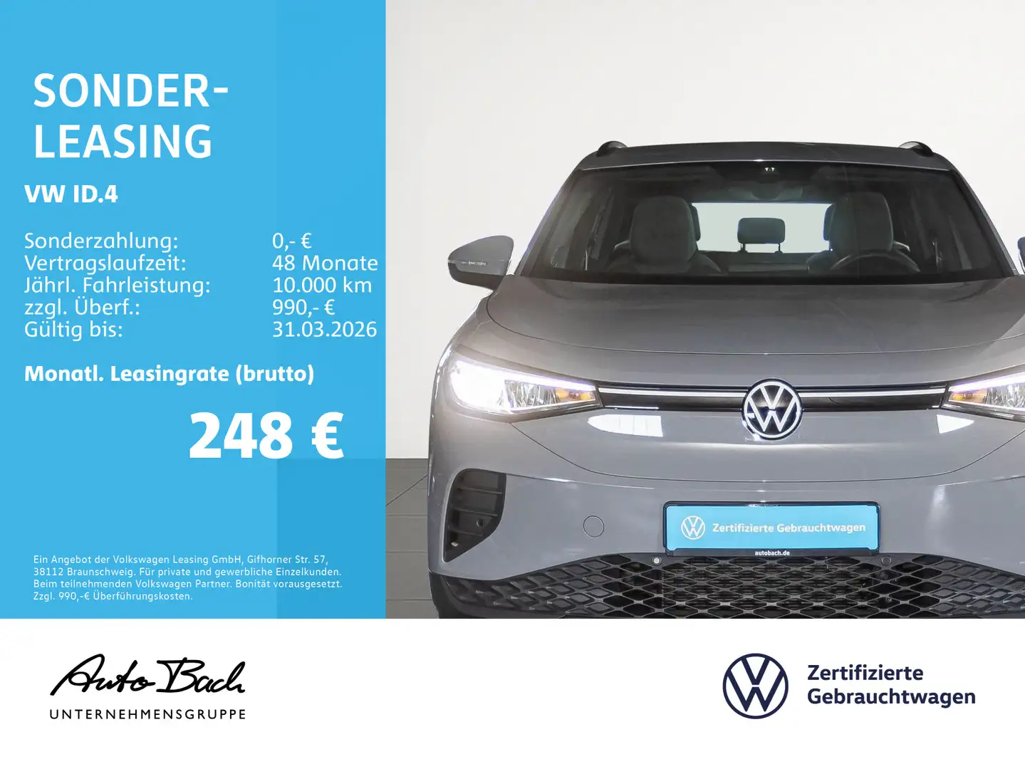 Volkswagen ID.4 Pure Performance, Navi, LED, App-Connect, S Grau - 2