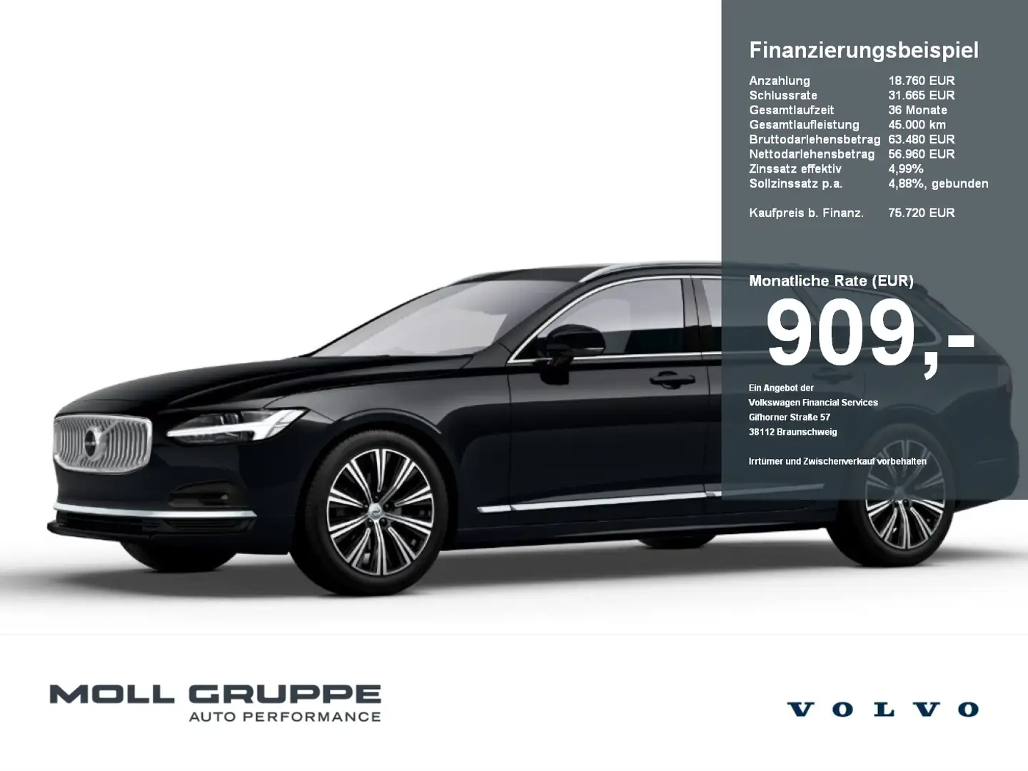 Volvo V90 Kombi B4 (Diesel) Mild-Hybrid Plus Bright Schwarz - 1
