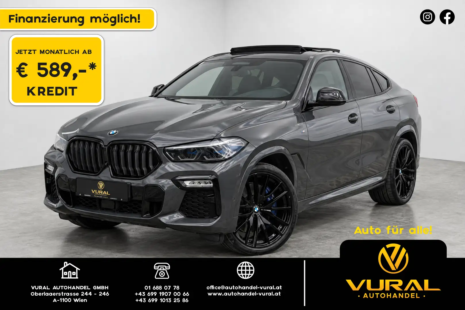 BMW X6 xDrive 40d M-Sport | Panorama | Laserlicht | Iconic Glow | Grau - 1