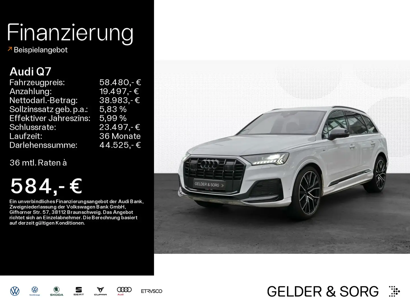 Audi Q7 50 TDI qu. S line *Matrix*AHK*7Sitze*ACC*Tour Blanco - 1