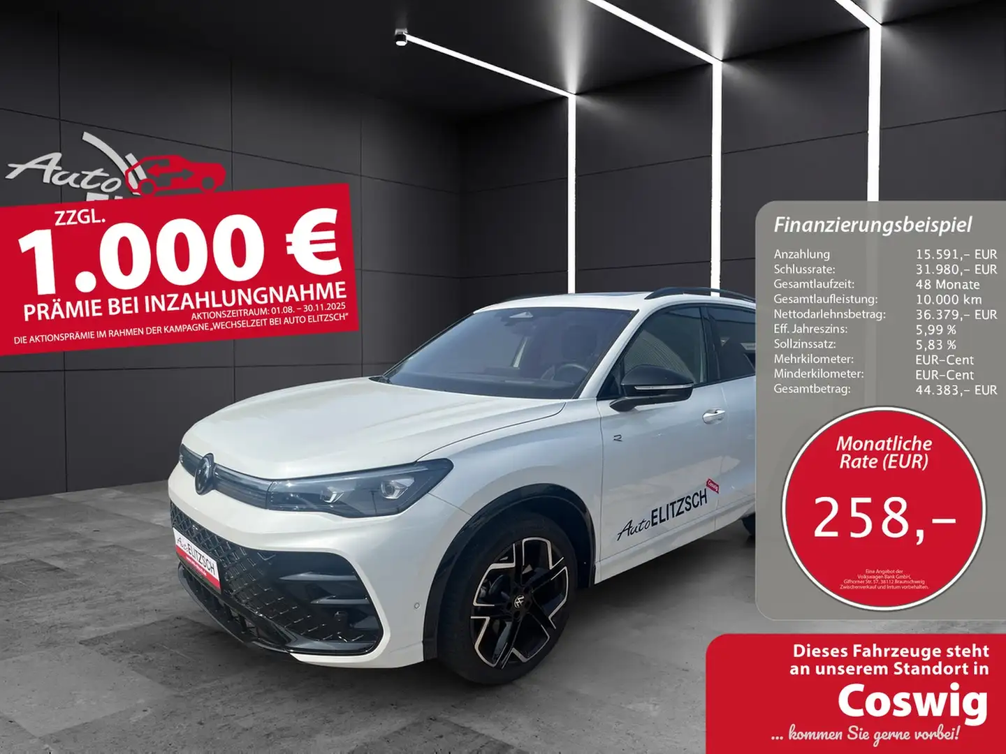 Volkswagen Tiguan TDI R-Line 4M DSG MATRIX AHK PANO 20" NAVI Weiß - 1
