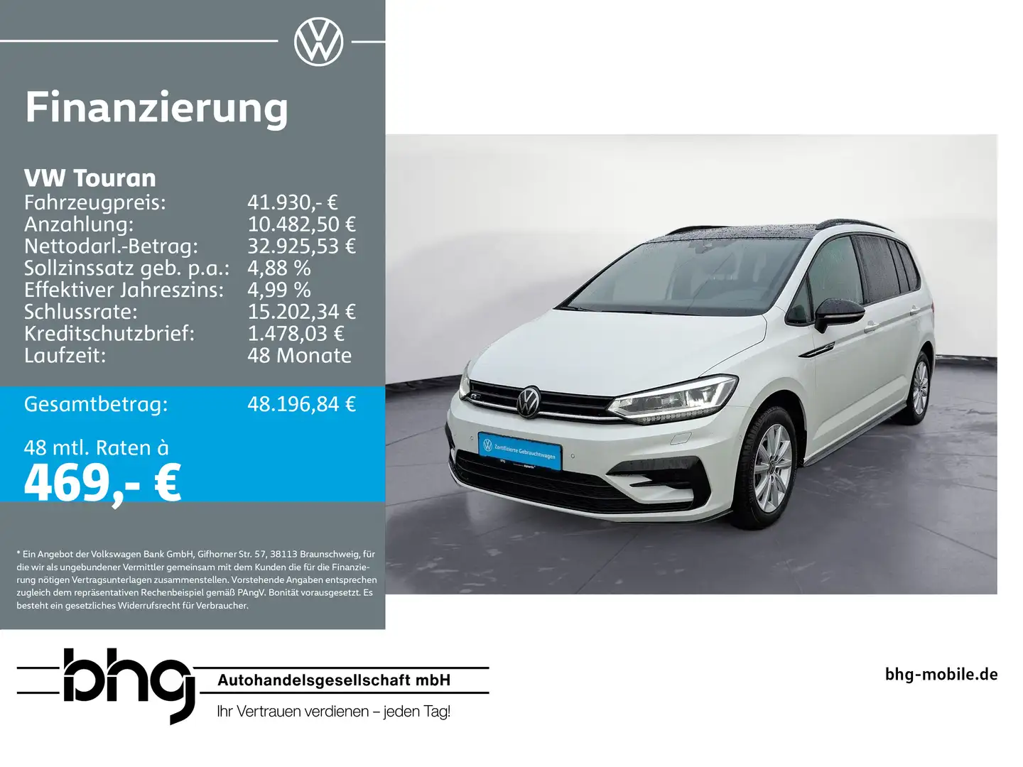 Volkswagen Touran 2.0 TDI DSG Highline R-Line Pano Dynaudio Weiß - 1