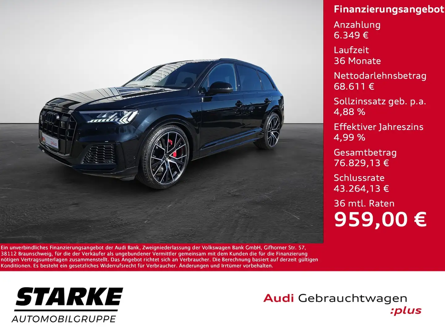 Audi SQ7 TFSI tiptronic quattro NaviPlus Matrix Leder Pa... Zwart - 1