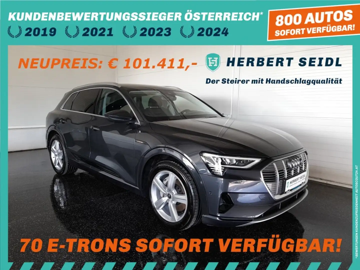 Audi e-tron 95 kWh QUATTRO *NP: € 101.411,-- / MATRIX-LED / LEDER MIT MEMORY / AHV & 360° KAMERA / HEAD-UP / ASS PAKET TOUR* Grau - 1