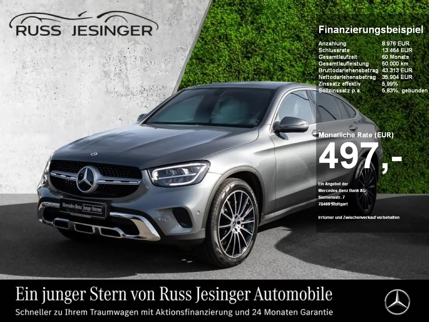 Mercedes-Benz GLC 400 d 4M Coupé *MBUX*LED*Navi*Cam*ParkA*PDC* Gris - 1